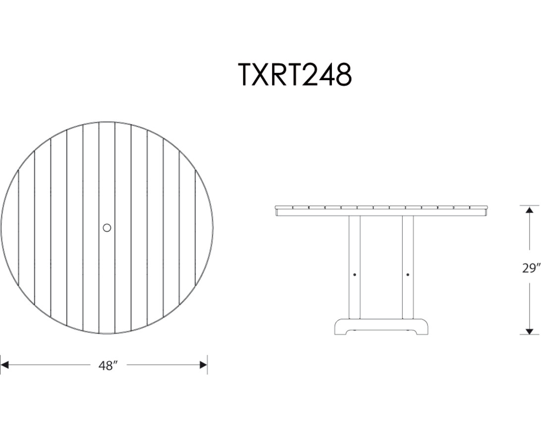 Dimensions for Monterey Bay Round 48" Dining Table