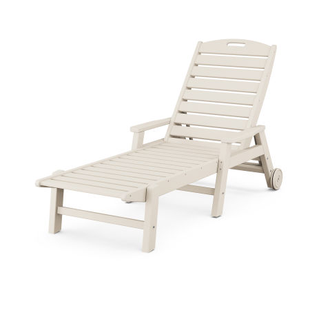 Nautical Chaise with Arms & Wheels in Sand