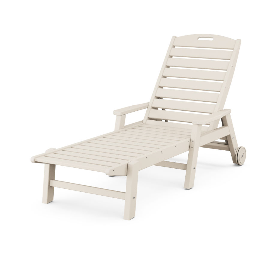 POLYWOOD Nautical Chaise with Arms & Wheels in Sand
