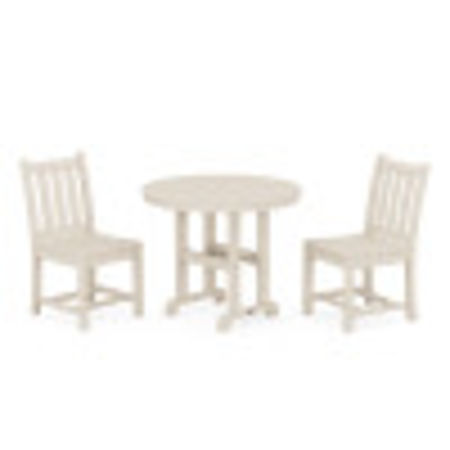 Traditional Garden Side Chair 3-Piece Round Dining Set in Sand