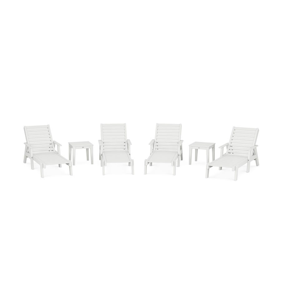 POLYWOOD Captain Chaise 6-Piece Set with Arms in White