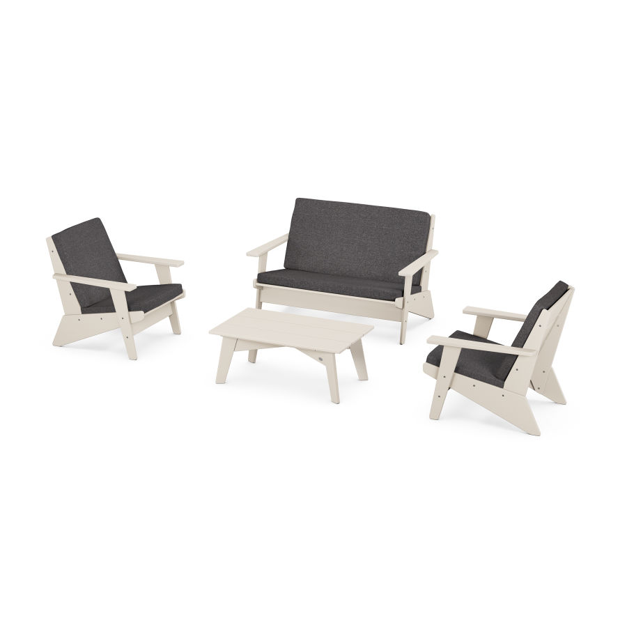 POLYWOOD Riviera Modern Lounge 4-Piece Set in Sand / Antler Charcoal