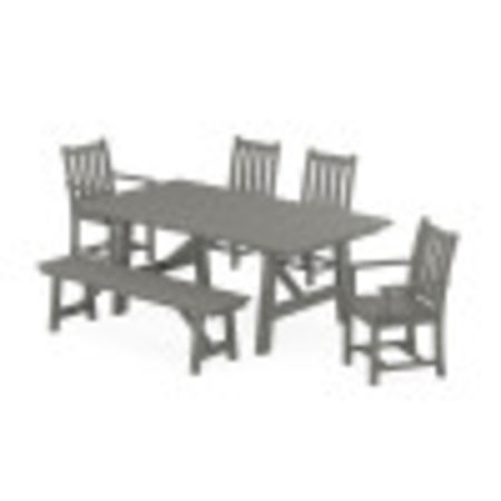 Traditional Garden 6-Piece Rustic Farmhouse Dining Set With Bench