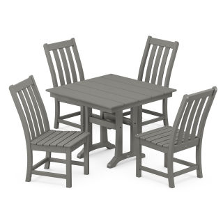 POLYWOOD Vineyard 5-Piece Farmhouse Trestle Side Chair Dining Set