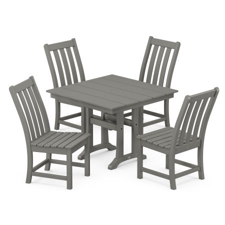Vineyard 5-Piece Farmhouse Trestle Side Chair Dining Set in Slate Grey