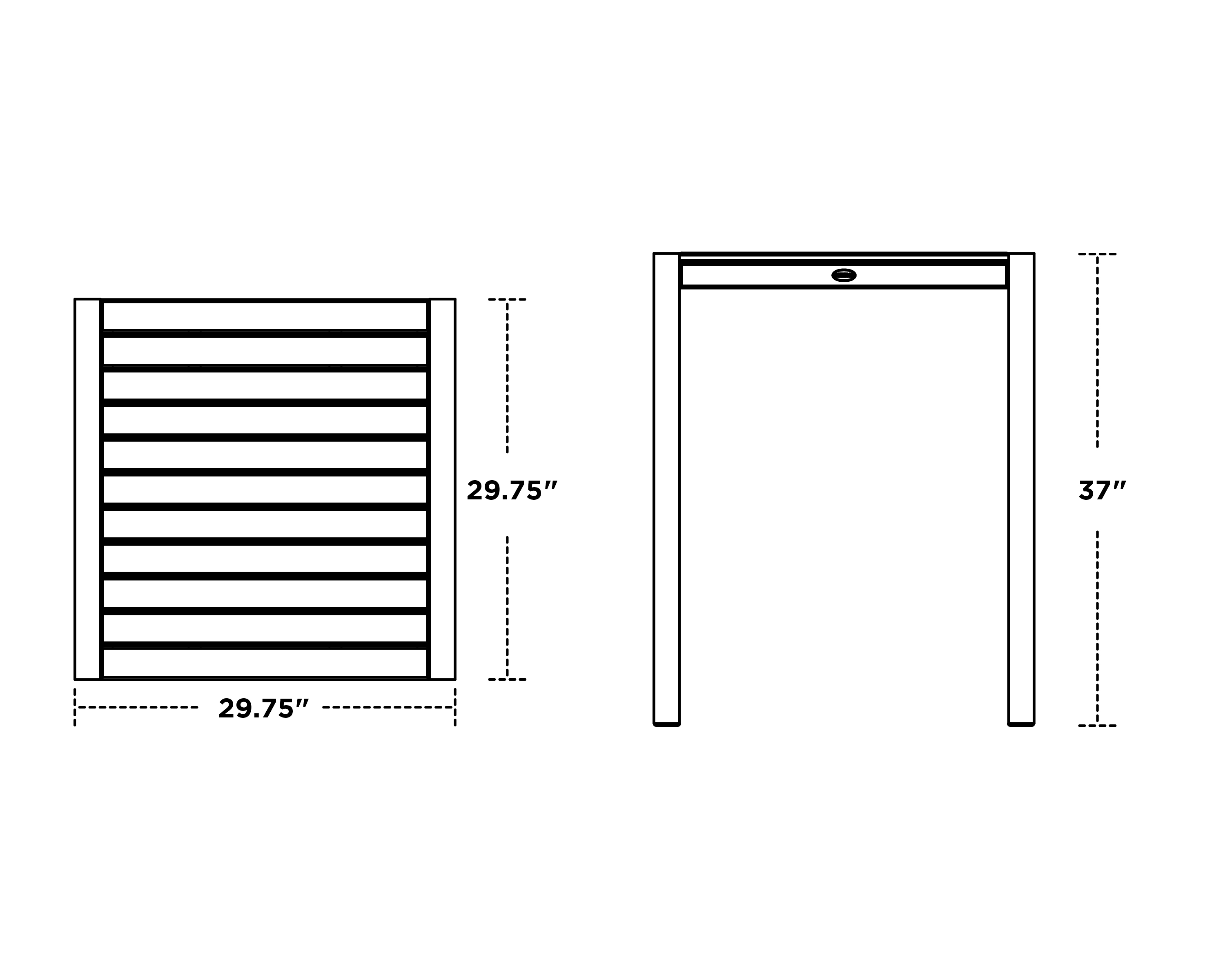Dimensions for MOD 30" Counter Table