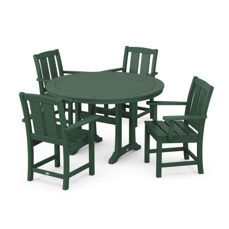 POLYWOOD Mission 5-Piece Round Dining Set with Trestle Legs in Green