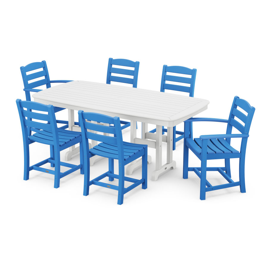 POLYWOOD La Casa Café 7-Piece Dining Set in Pacific Blue / White