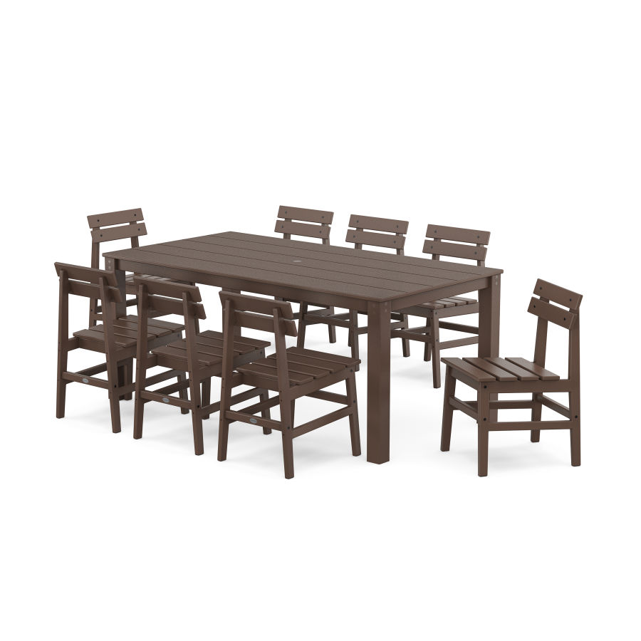 POLYWOOD Modern Studio Plaza Chair 9-Piece Parsons Dining Set in Mahogany