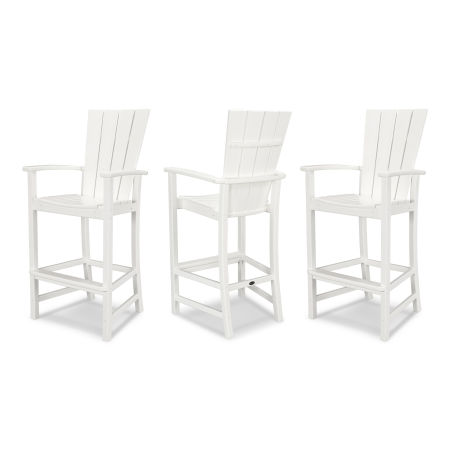 POLYWOOD Quattro 3-Piece Bar Set in White