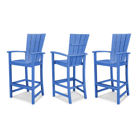 POLYWOOD Quattro 3-Piece Bar Set in Pacific Blue