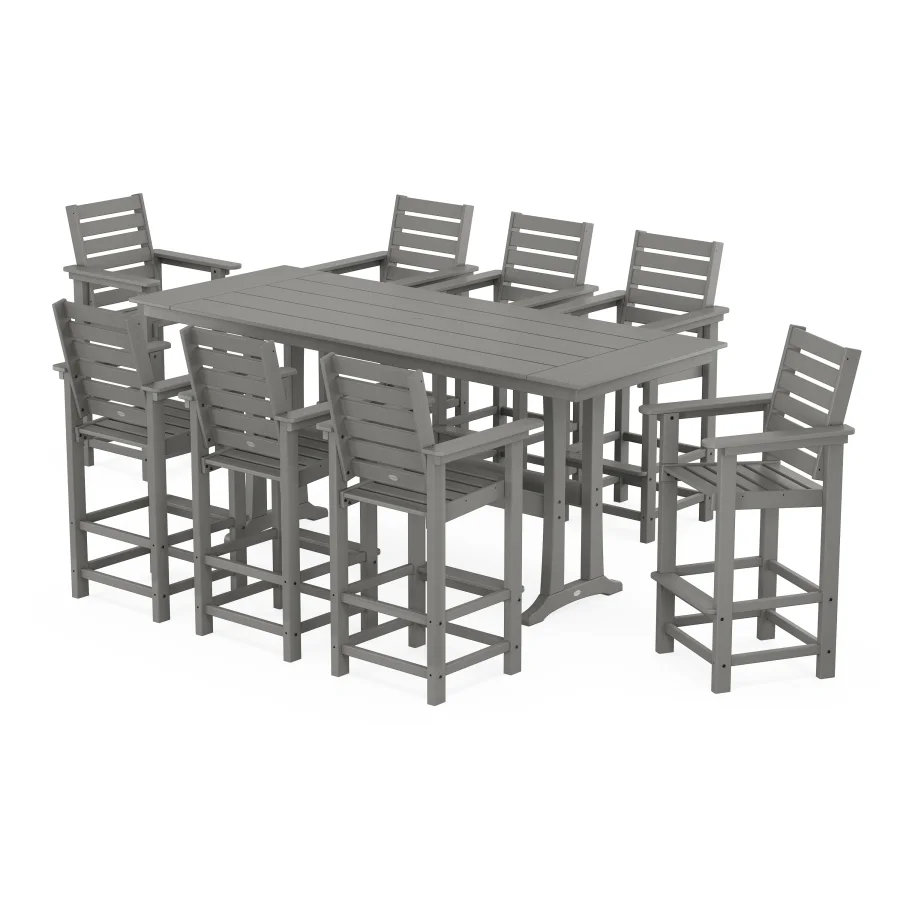 POLYWOOD Captain 9-Piece Farmhouse Bar Set with Trestle Legs