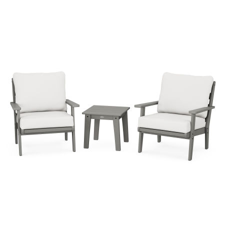 Grant Park 3-Piece Deep Seating Set in Slate Grey / Natural Linen