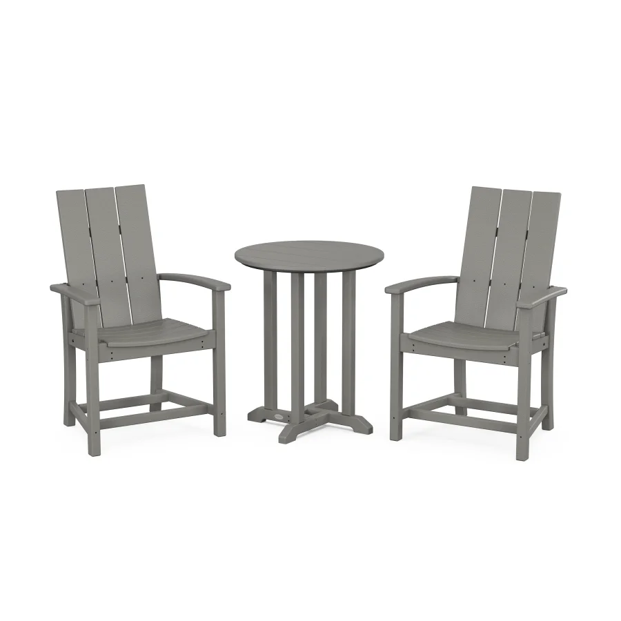 POLYWOOD Modern Adirondack 3-Piece Round Farmhouse Bistro Dining Set