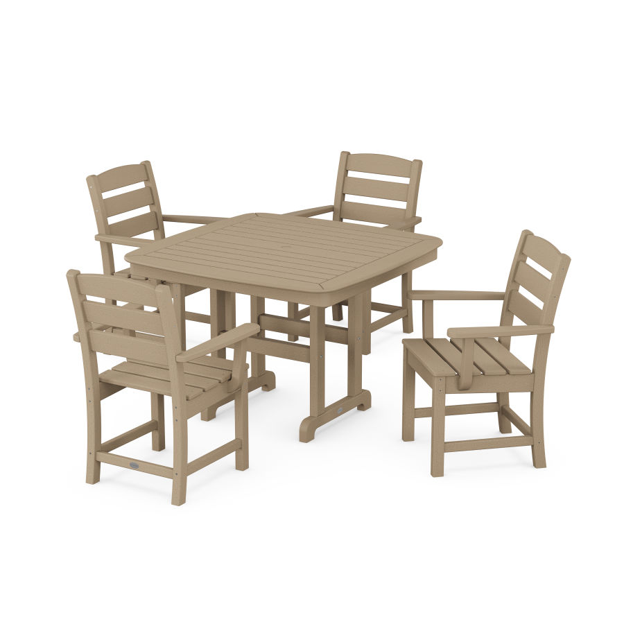 POLYWOOD Lakeside 5-Piece Dining Set with Trestle Legs in Vintage Sahara