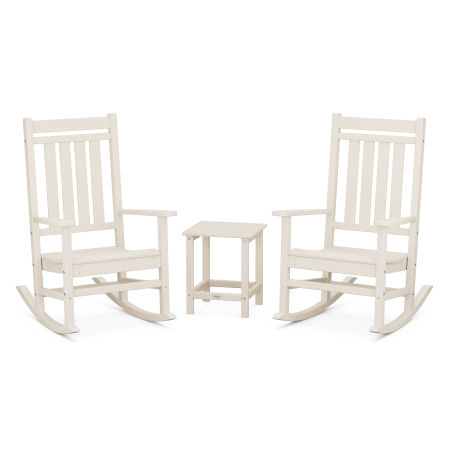 POLYWOOD Estate 3-Piece Rocking Chair Set with Long Island 18" Side Table in Sand