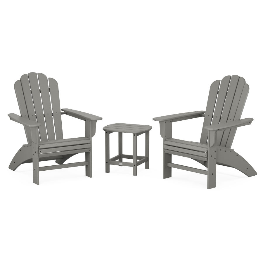 POLYWOOD Country Living Curveback Adirondack Chair 3-Piece Set in Slate Grey