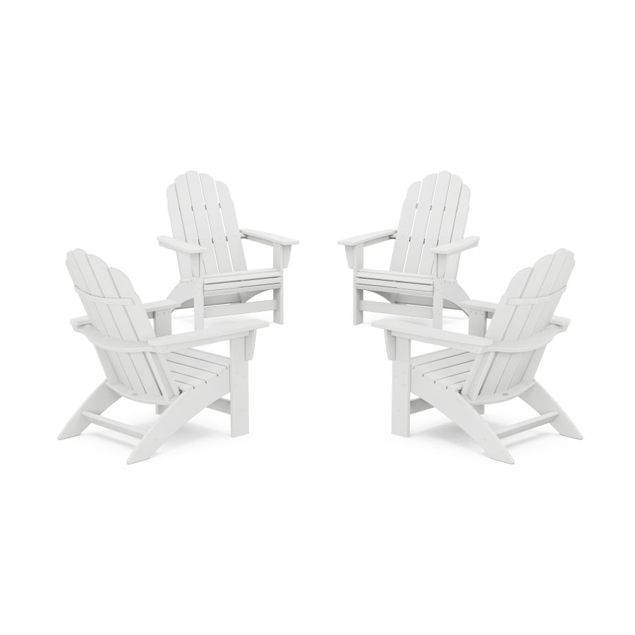 POLYWOOD 4-Piece Vineyard Grand Adirondack Chair Conversation Set in White