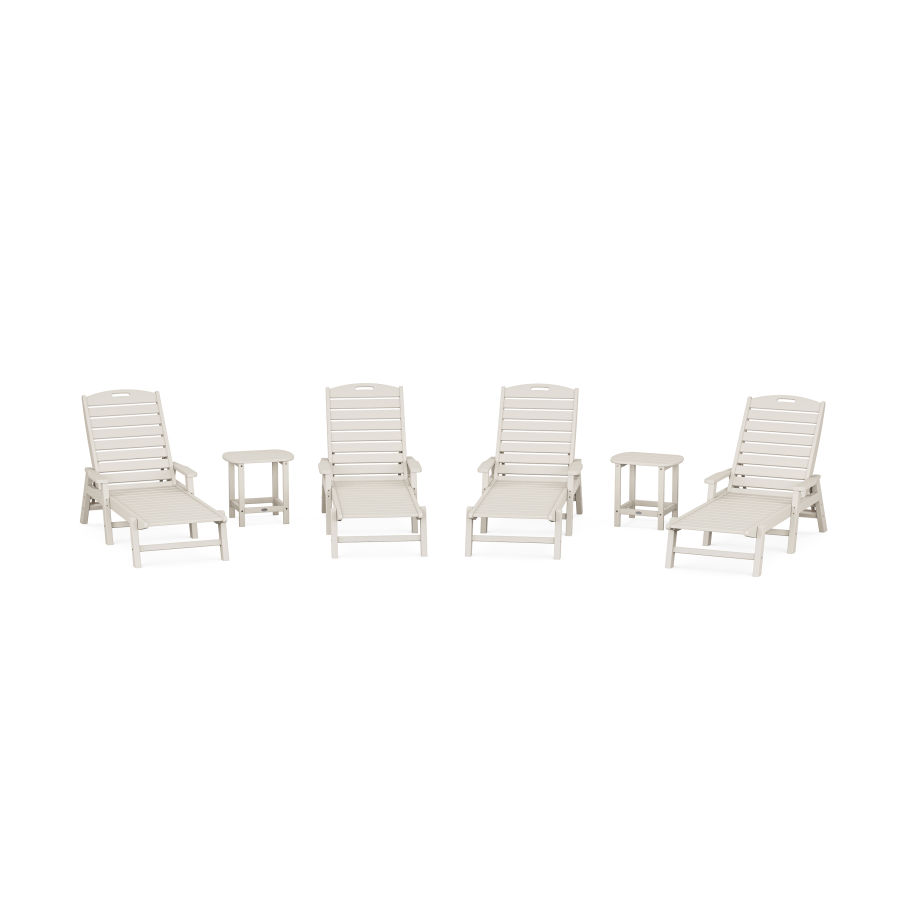 POLYWOOD Nautical Chaise 6-Piece Set with Arms in Sand