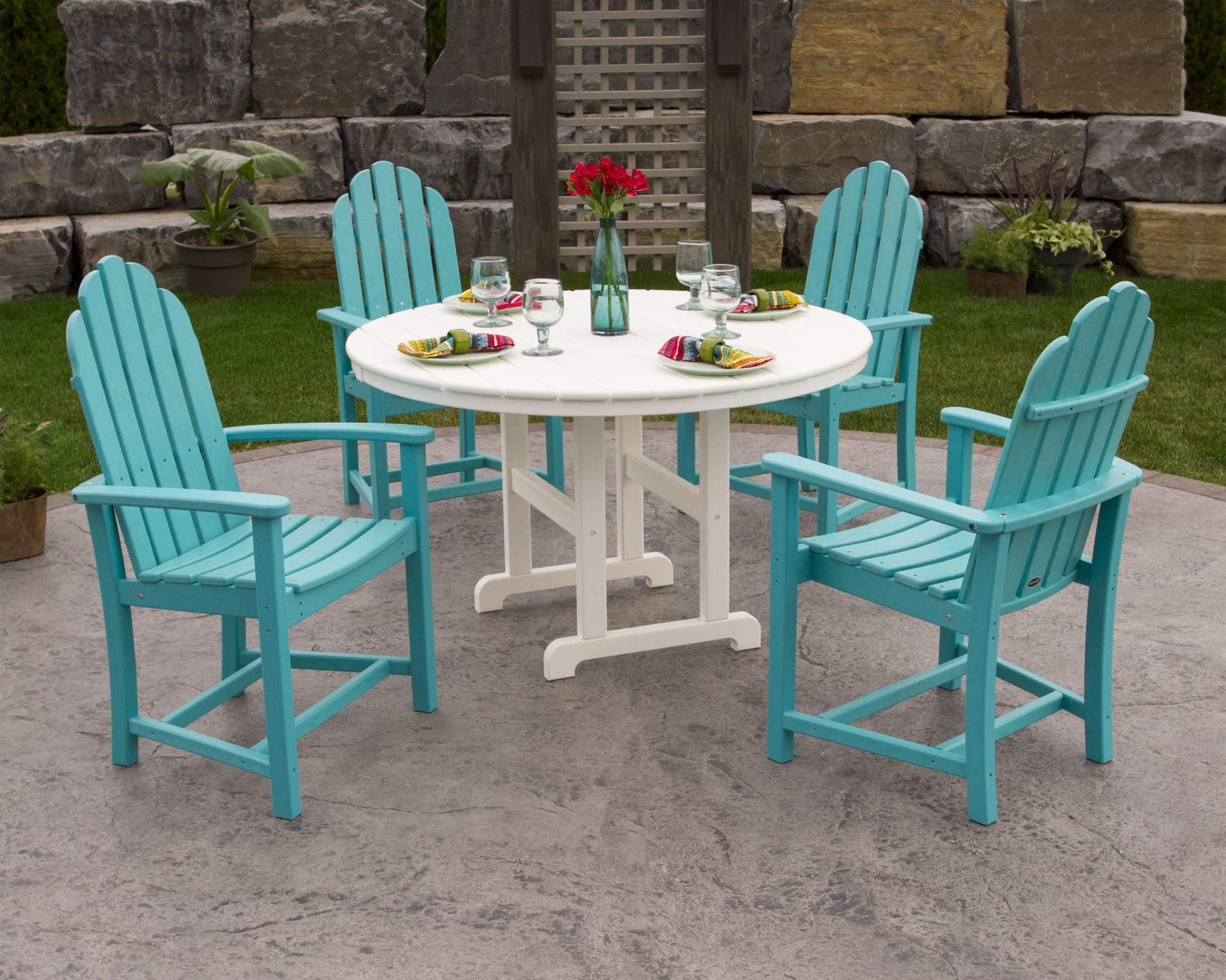 classic adirondack 5 piece dining set polywood