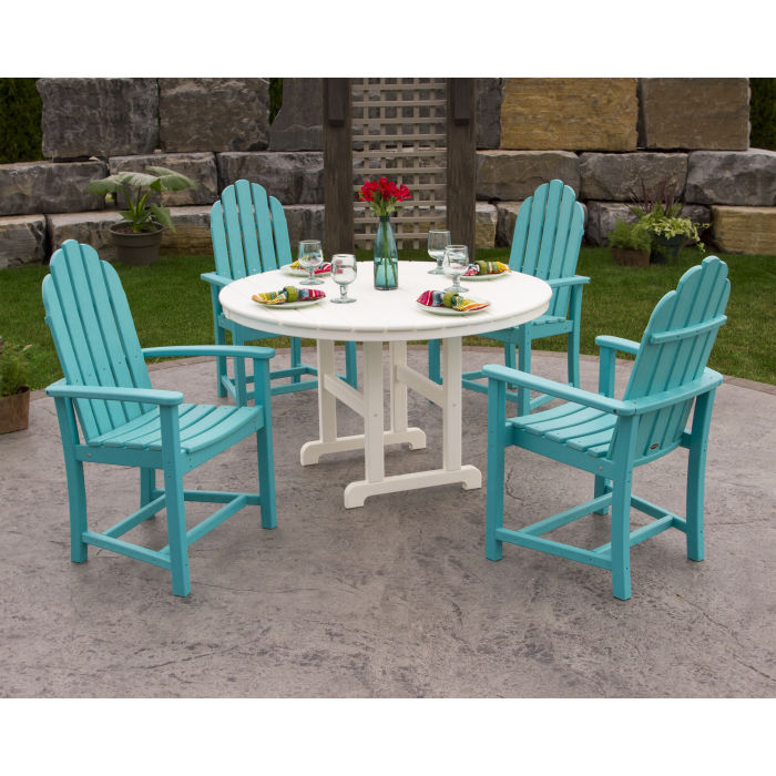POLYWOOD Classic Adirondack 5-Piece Round Farmhouse Dining Set