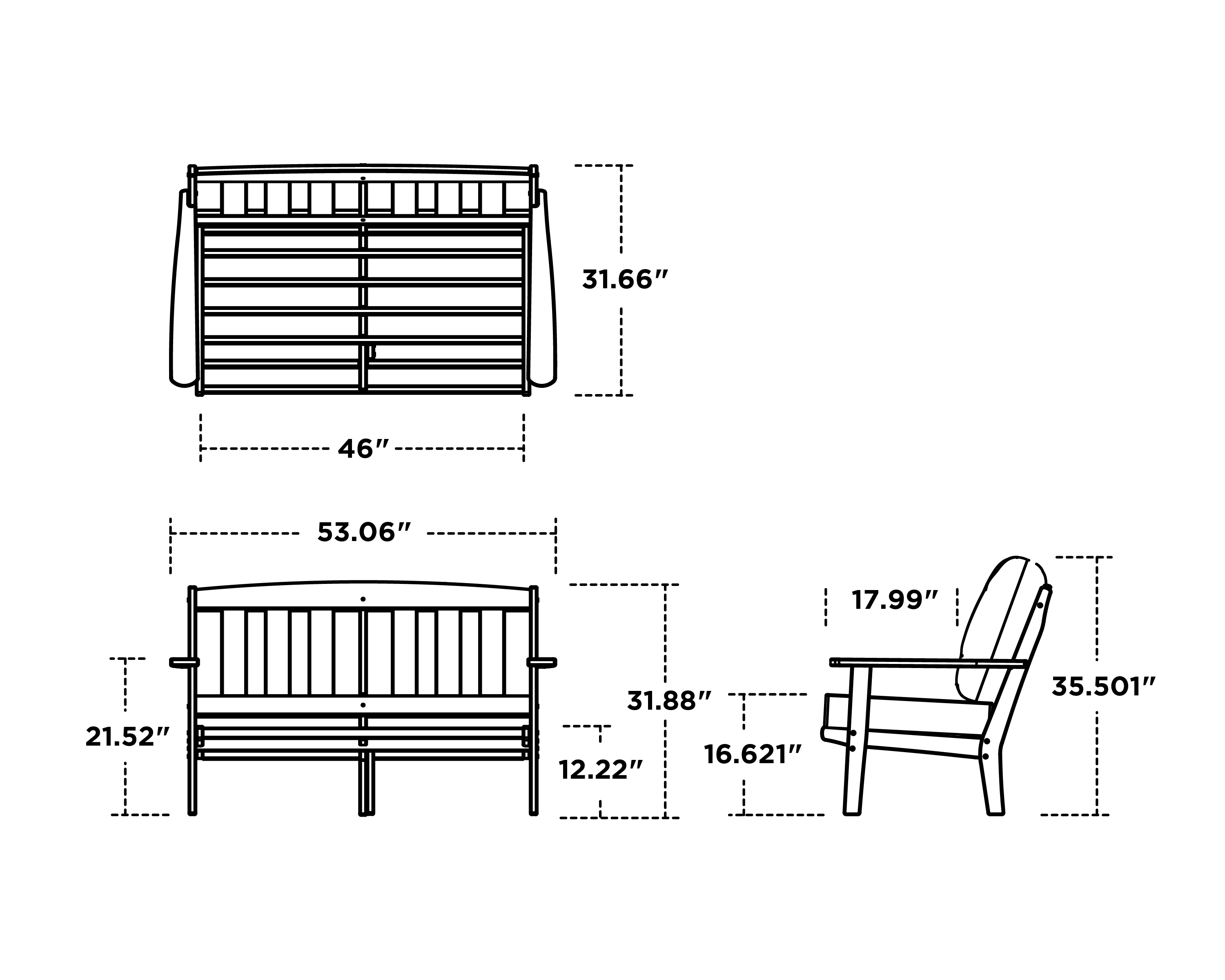 Dimensions for Cape Cod Deep Seating Loveseat