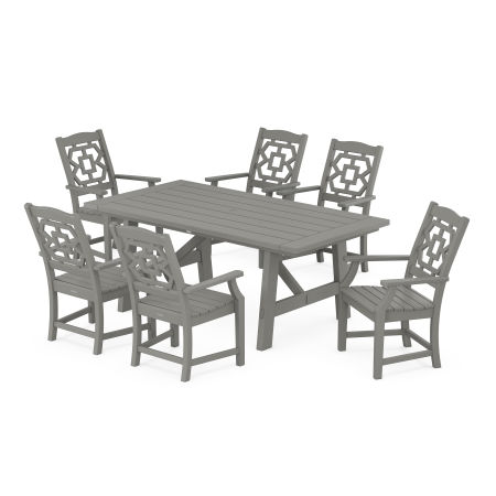 POLYWOOD Chinoiserie Arm Chair 7-Piece Rustic Farmhouse Dining Set