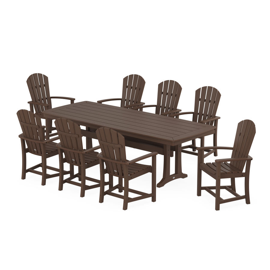 POLYWOOD Palm Coast 9-Piece Dining Set with Trestle Legs in Mahogany