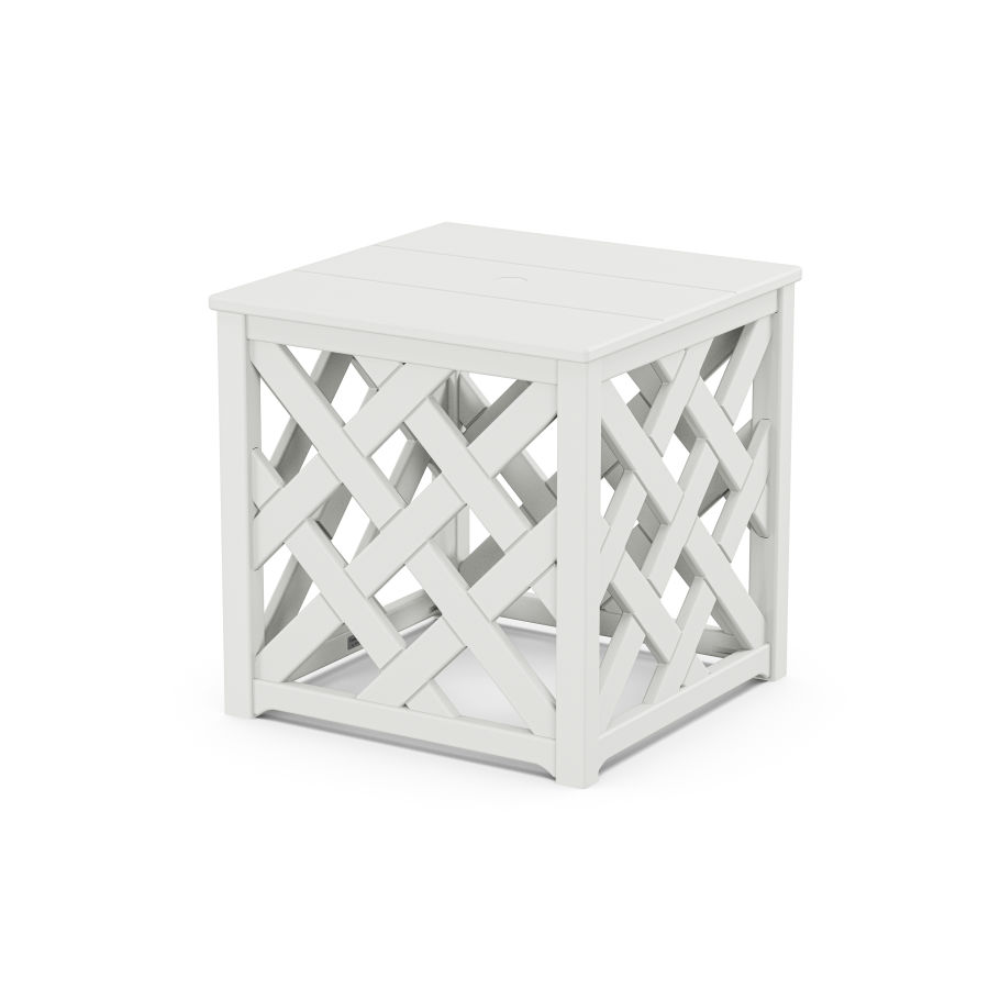 POLYWOOD Wovendale Accent Umbrella Table in White