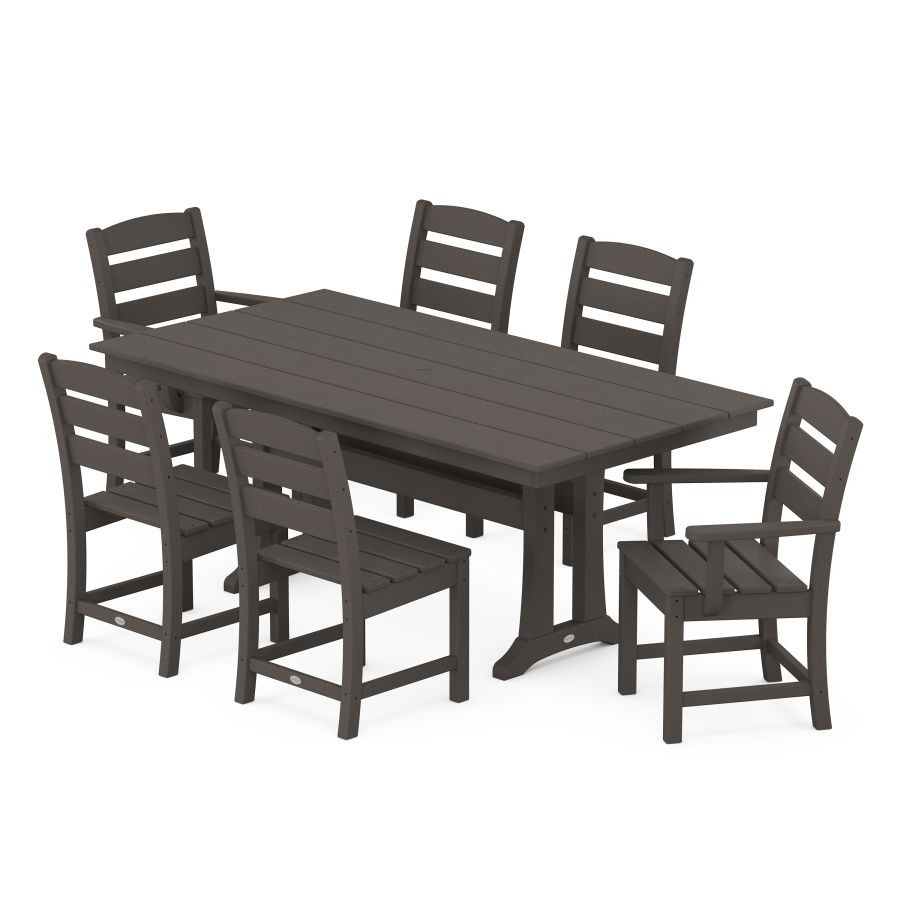 POLYWOOD Lakeside 7-Piece Farmhouse Dining Set with Trestle Legs in Vintage Finish