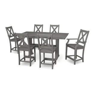 POLYWOOD Braxton 7-Piece Farmhouse Trestle Counter Set