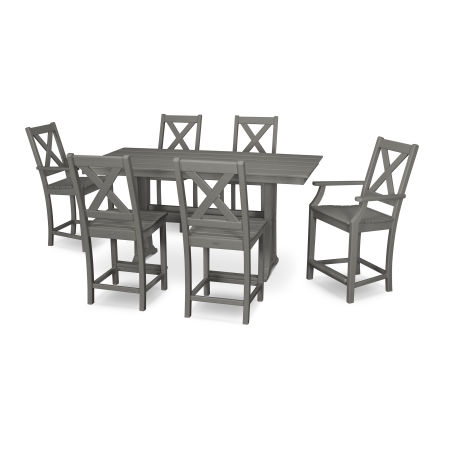 POLYWOOD Braxton 7-Piece Farmhouse Trestle Counter Set