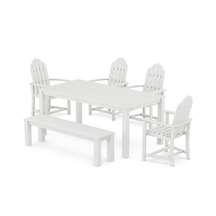 POLYWOOD Classic Adirondack 6-Piece Parsons Dining Set with Bench in White