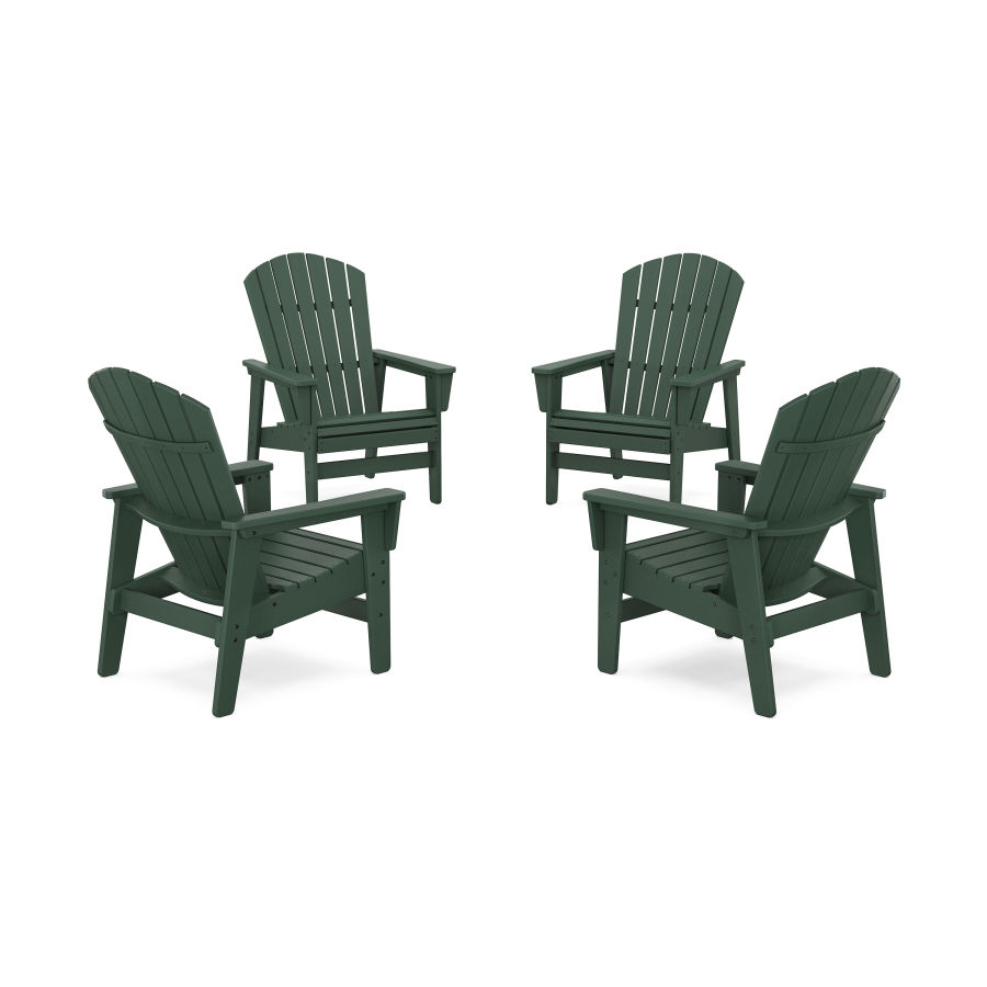 POLYWOOD 4-Piece Nautical Grand Upright Adirondack Chair Conversation Set in Green
