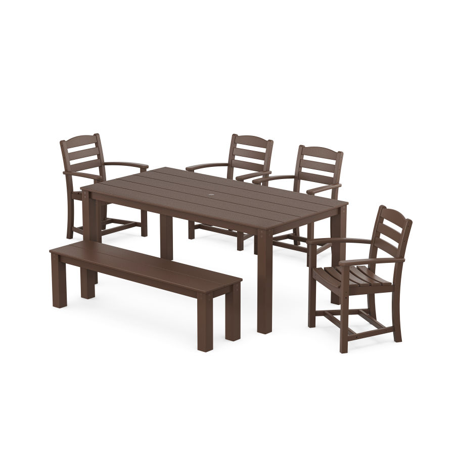 POLYWOOD La Casa Cafe' 6-Piece Parsons Dining Set with Bench in Mahogany