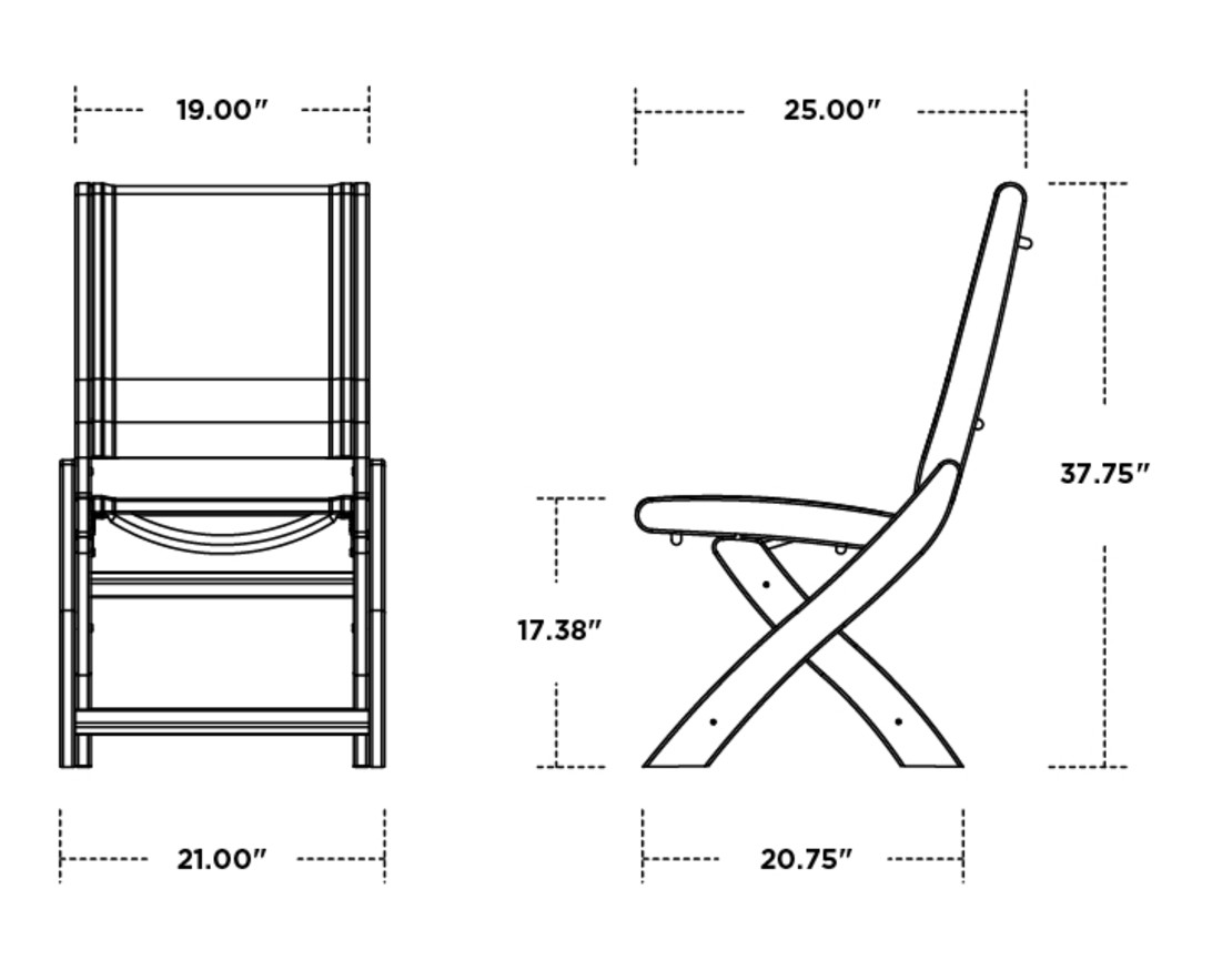 Dimensions for Coastal Folding Side Chair