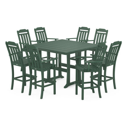 Country Living 9-Piece Farmhouse Bar Set with Trestle Legs in Green