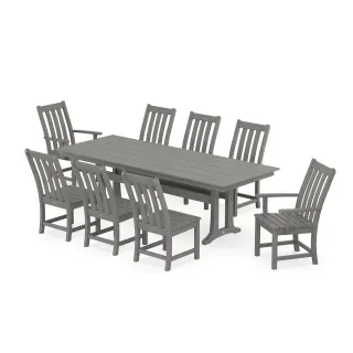 POLYWOOD Vineyard 9-Piece Farmhouse Dining Set with Trestle Legs