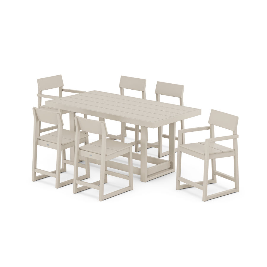 POLYWOOD EDGE 7-Piece Counter Table Set in Sand