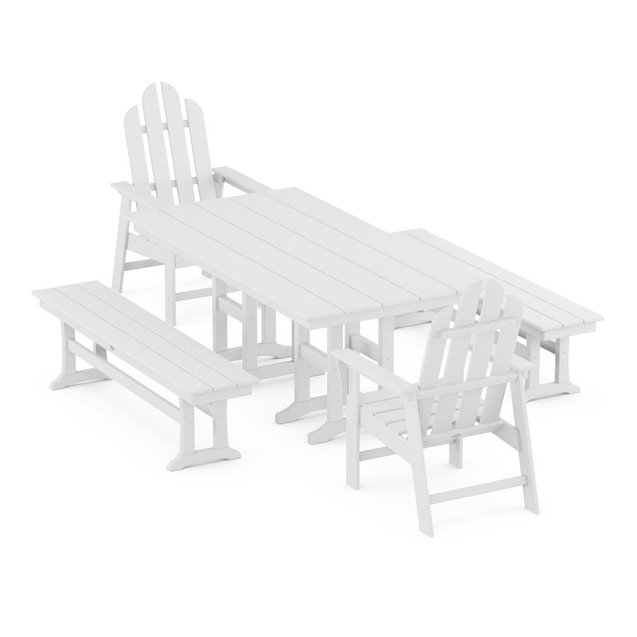 POLYWOOD Long Island 5-Piece Farmhouse Dining Set in White