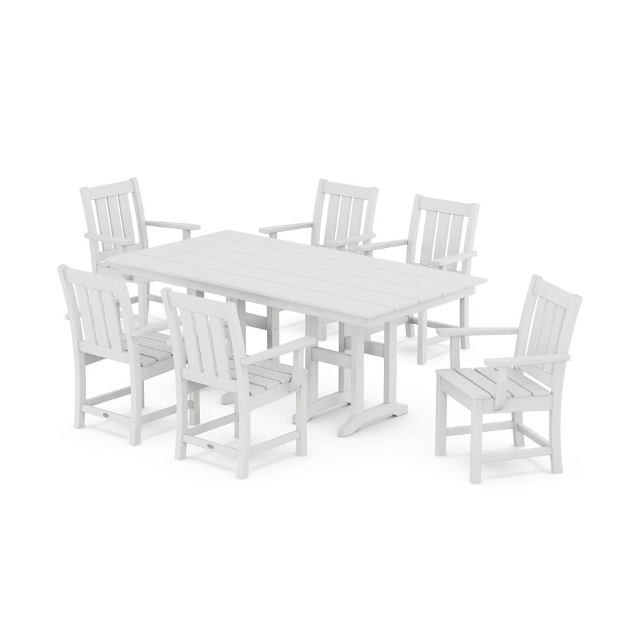 POLYWOOD Oxford Arm Chair 7-Piece Farmhouse Dining Set in White