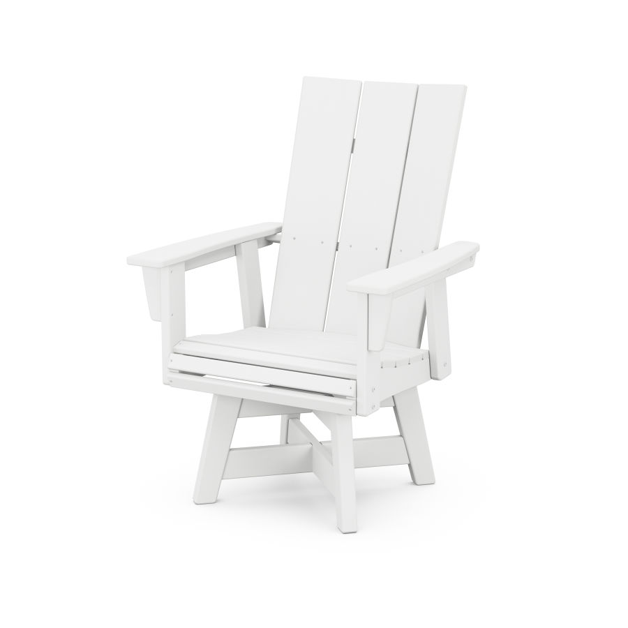 POLYWOOD Modern Adirondack Swivel Dining Chair in White
