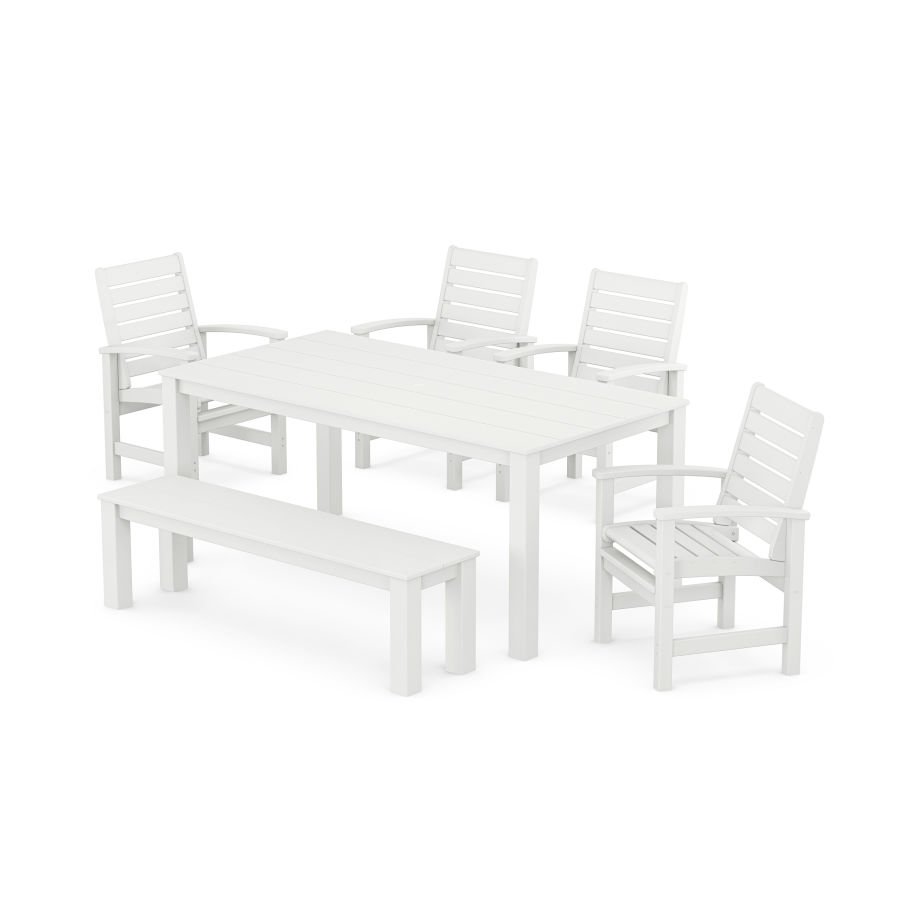 POLYWOOD Signature 6-Piece Parsons Dining Set with Bench in White