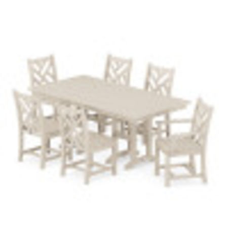 Chippendale 7-Piece Farmhouse Dining Set in Sand