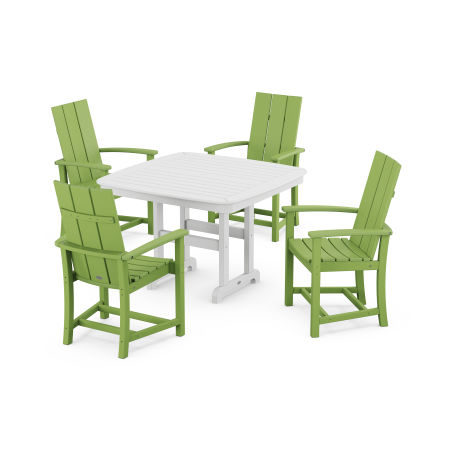 POLYWOOD Modern Adirondack 5-Piece Dining Set with Trestle Legs in Lime / White