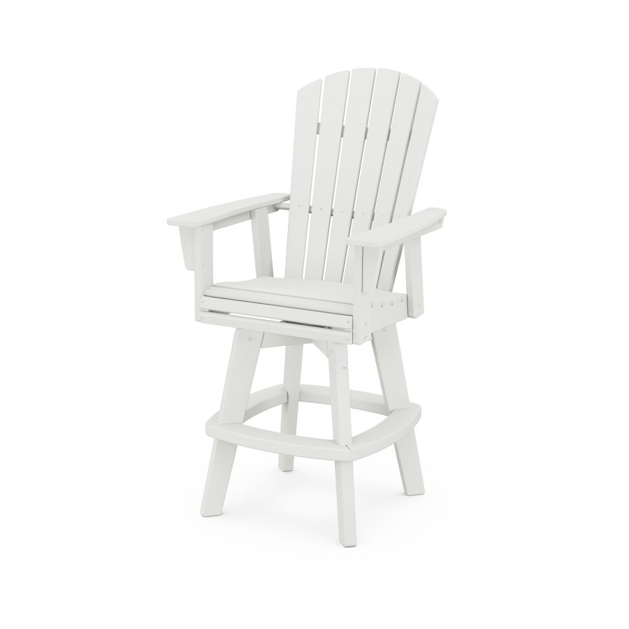 POLYWOOD Nautical Adirondack Swivel Bar Chair in Vintage White