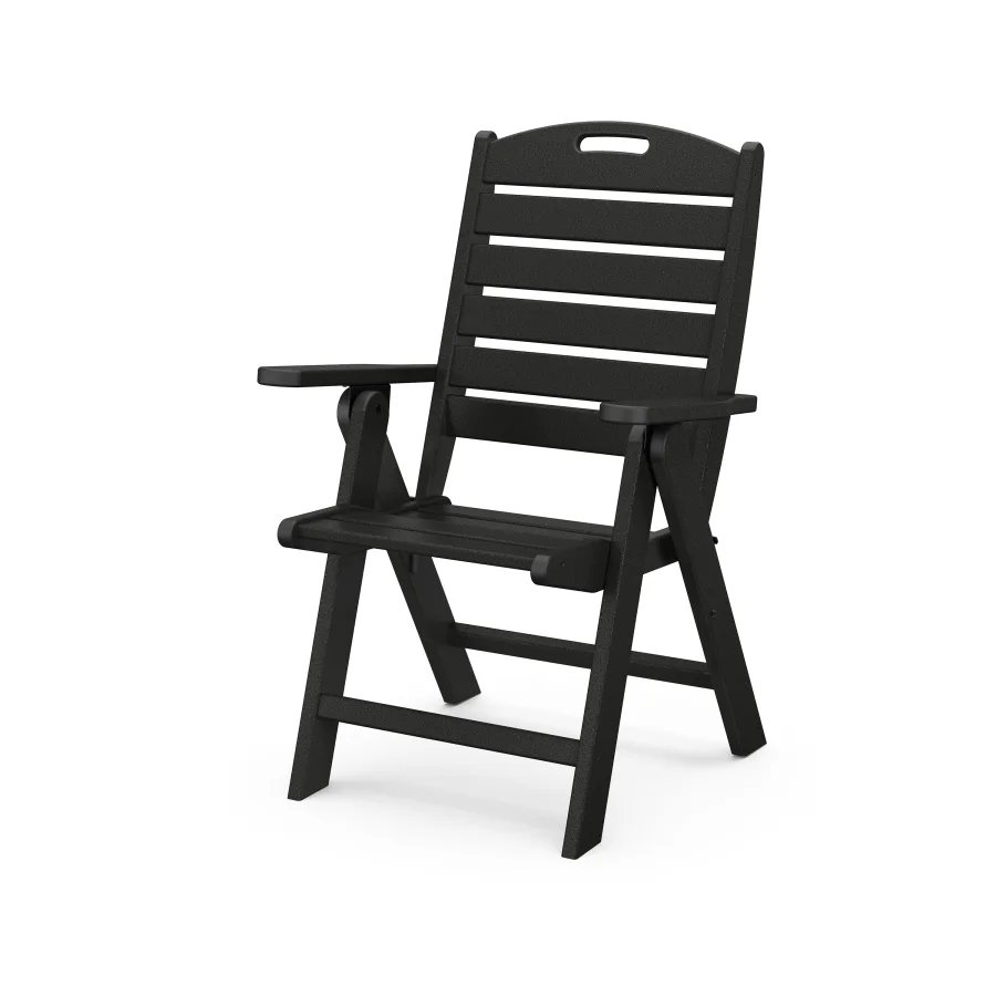 POLYWOOD Nautical Folding Highback Chair in Black