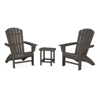 POLYWOOD Nautical 3-Piece Curveback Adirondack Set in Vintage Finish