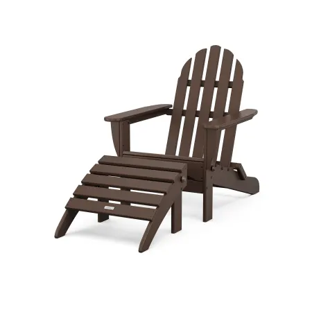 POLYWOOD Classics 2-Piece Folding Adirondack Set in Mahogany