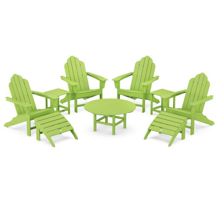 POLYWOOD Long Island Adirondack 9-Piece Conversation Group in Lime